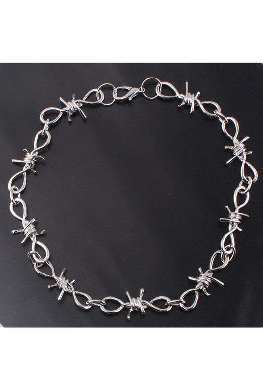 Silver Barbed Wire Chain Necklace