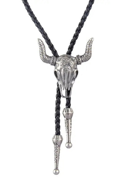 Silver Bull Skull Bolo Tie