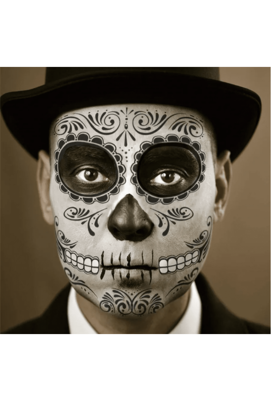 Day of the Dead Temporary Tattoo - Black Skull