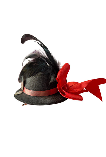 Red And Black Bow Mini Steampunk Hat