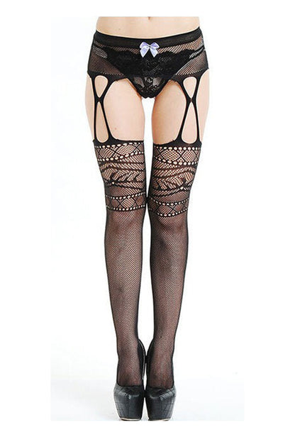 Crotchless Cut Out Abstract Pantyhose