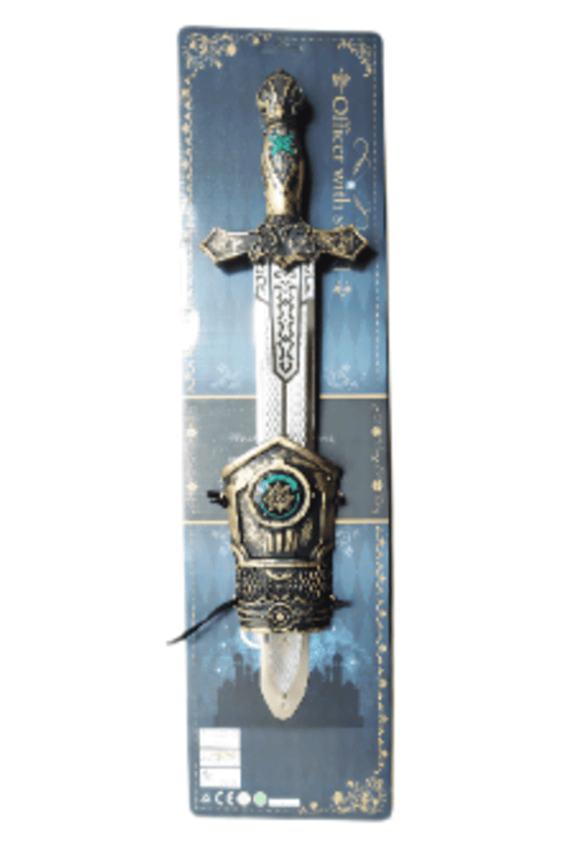 Gold & Green Knight Sword with Guantlet