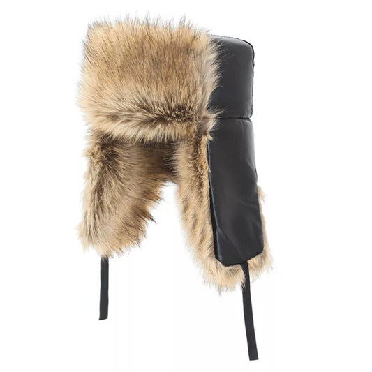 Grey Brown Faux Fur Trapper Hat