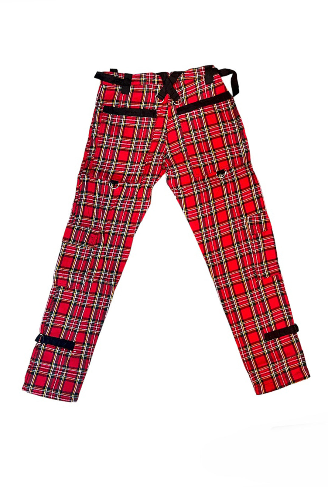 H&m red sale tartan trousers