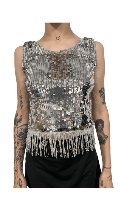 Sequin Fringe Crop Top