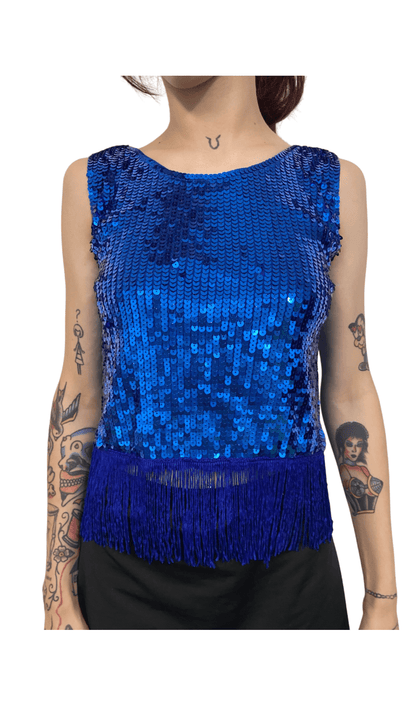 Sequin Fringe Crop Top