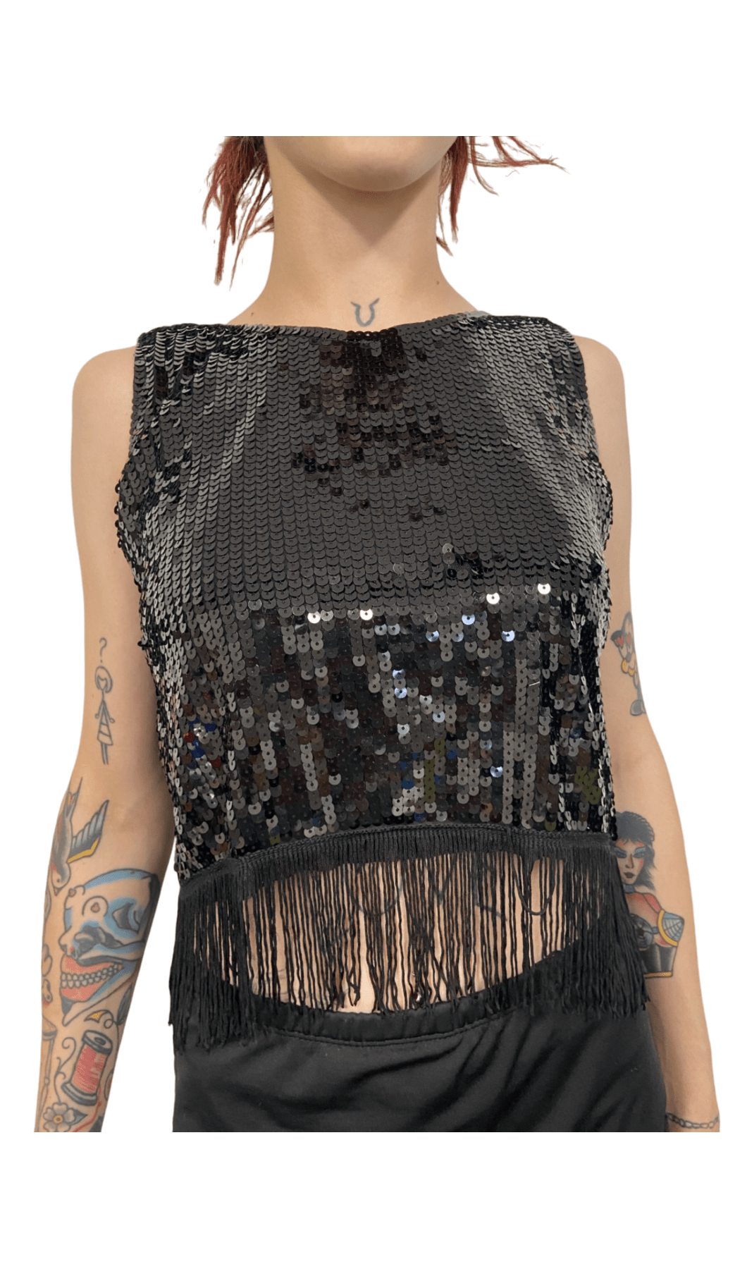 Sequin Fringe Crop Top