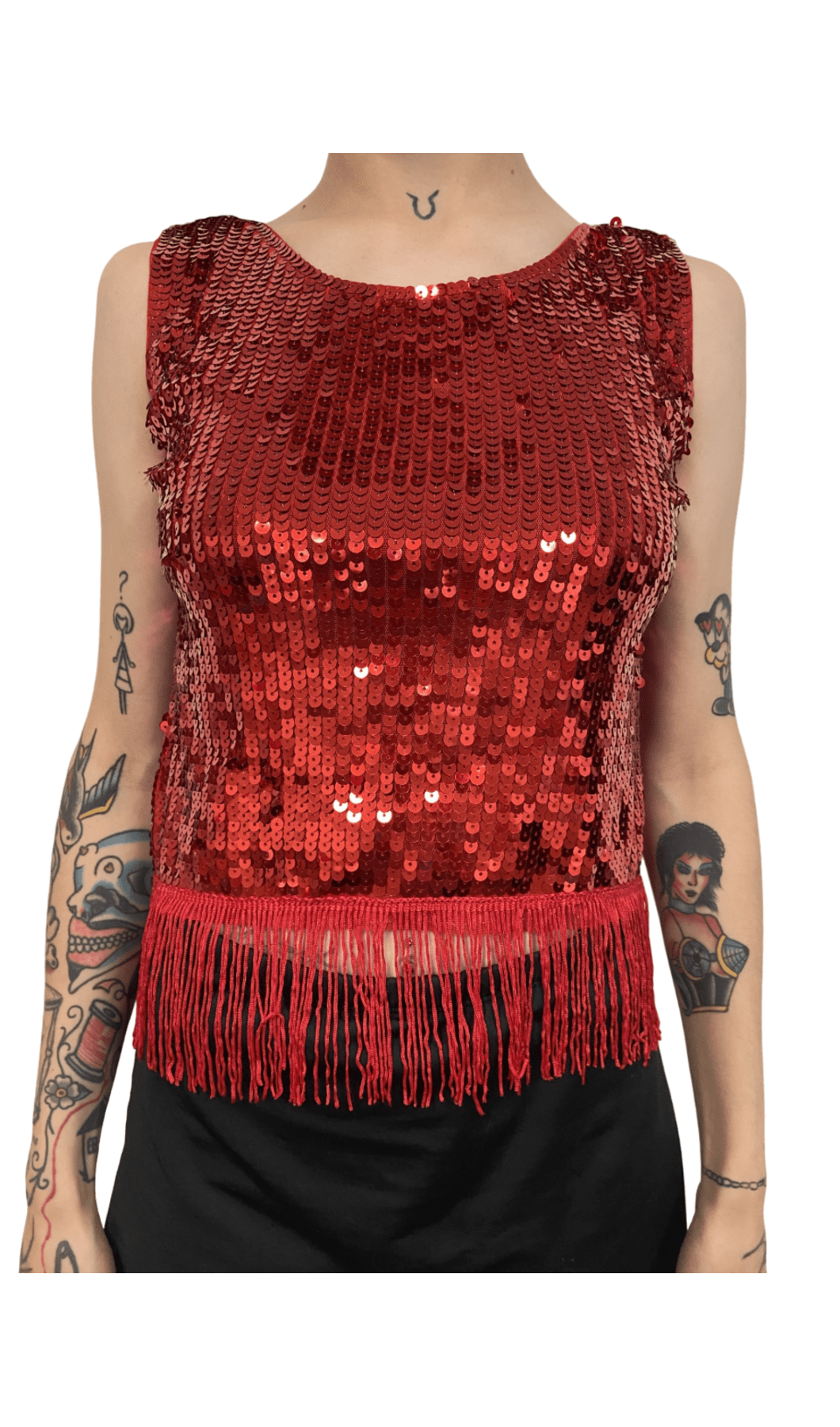 Sequin Fringe Crop Top