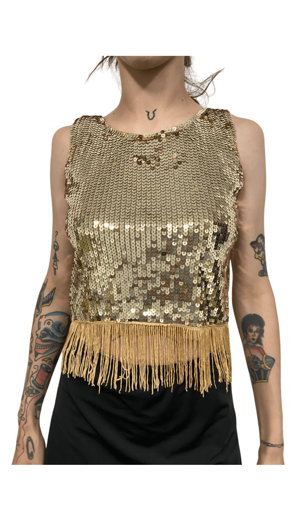 Sequin Fringe Crop Top