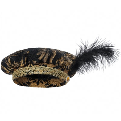 Tudor Style Black Feather Hat