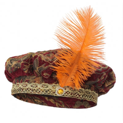 Tudor Style Orange Feather Hat