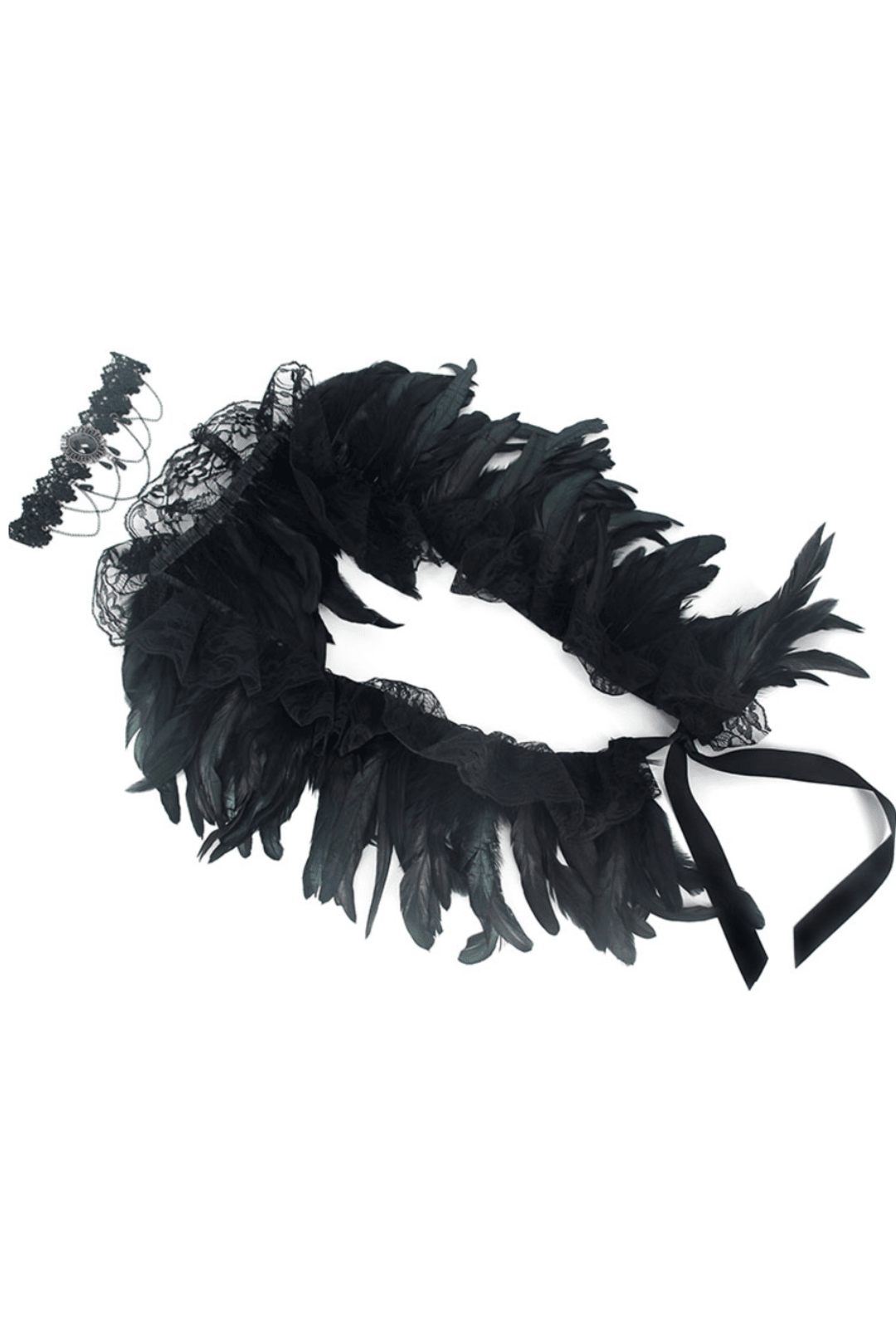 Victorian Gothic Black Feather Shawl