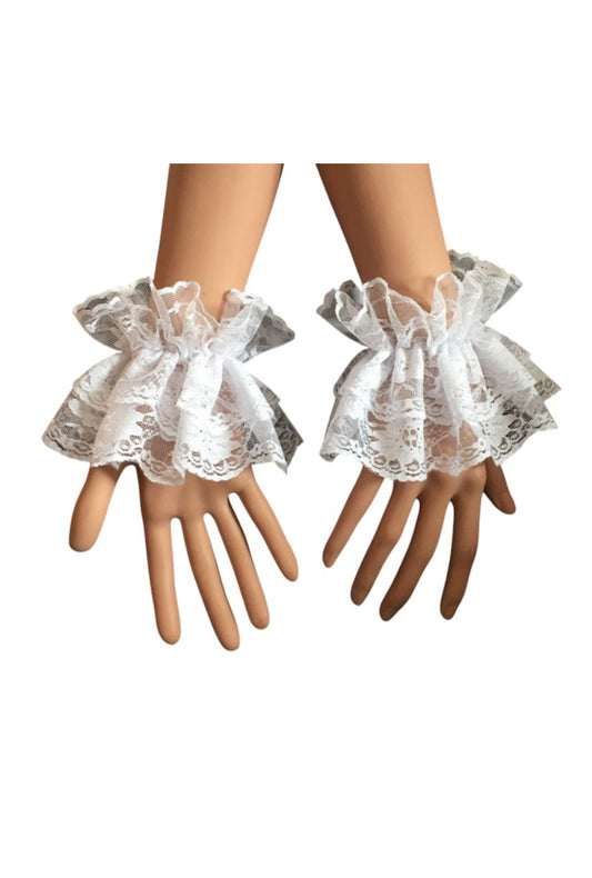 Lolita White Lacey Wrist Cuffs