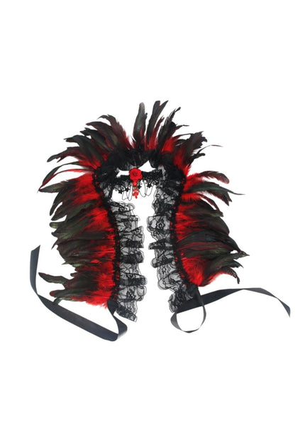 Victorian Gothic Red Feather Shawl