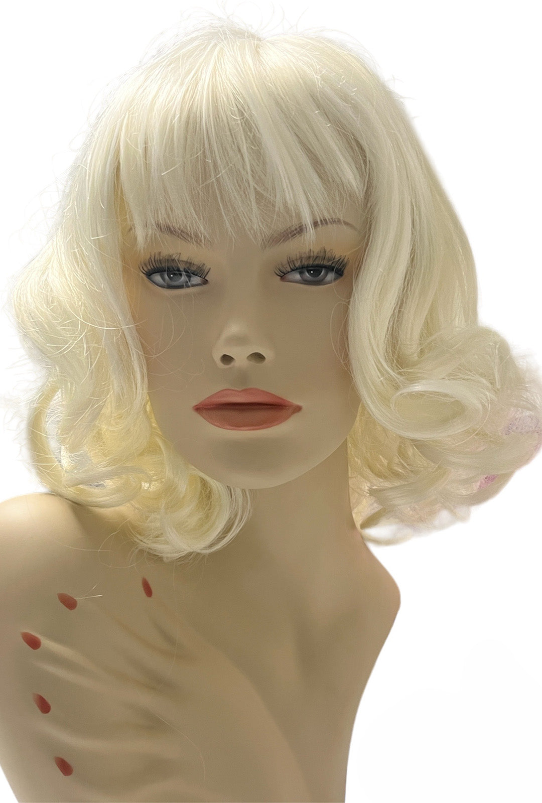 Platinum Blonde Mid Length Curly Wig