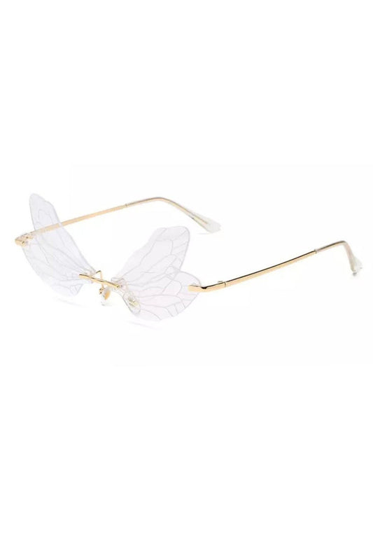 White Fashion Wings Glasses