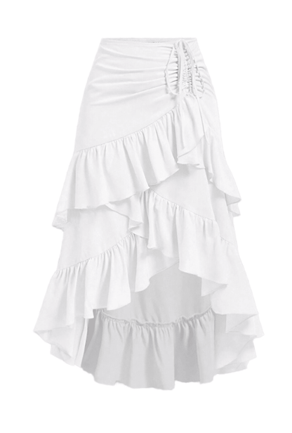 White 3 Tier Asymmetrical Skirt