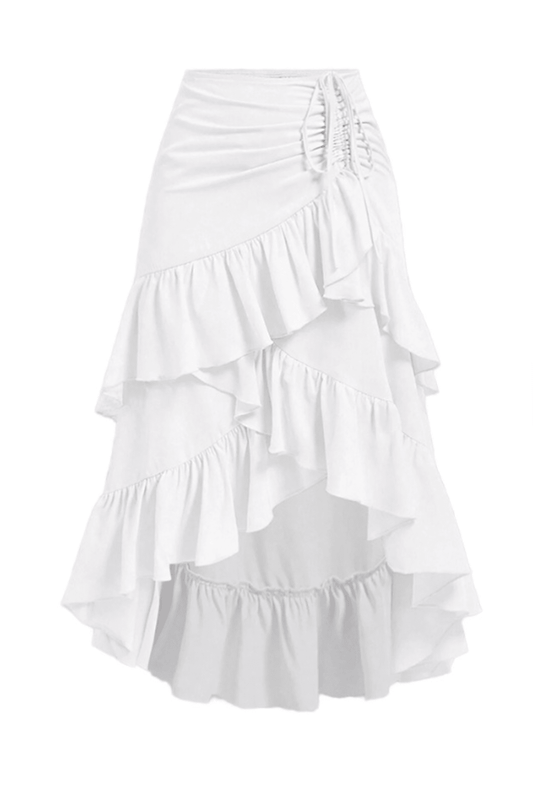 White 3 Tier Asymmetrical Skirt