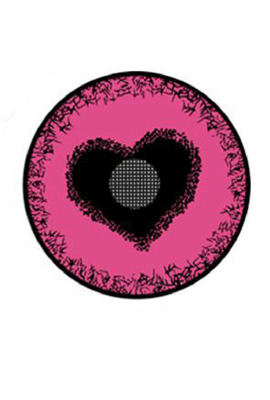 Party Lens #58 Pink & Black Heart Contact Lenses