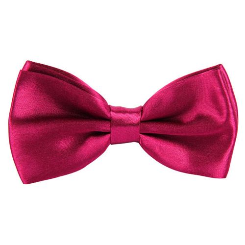 Wine Red Satin Pre-Tied Bow Tie