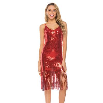 Red Sexy Sequin Flapper Dress