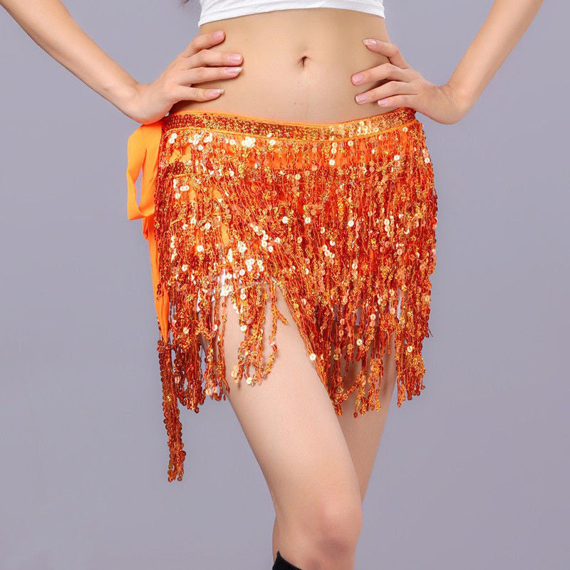 Orange Sequin Wrap Around Skirt