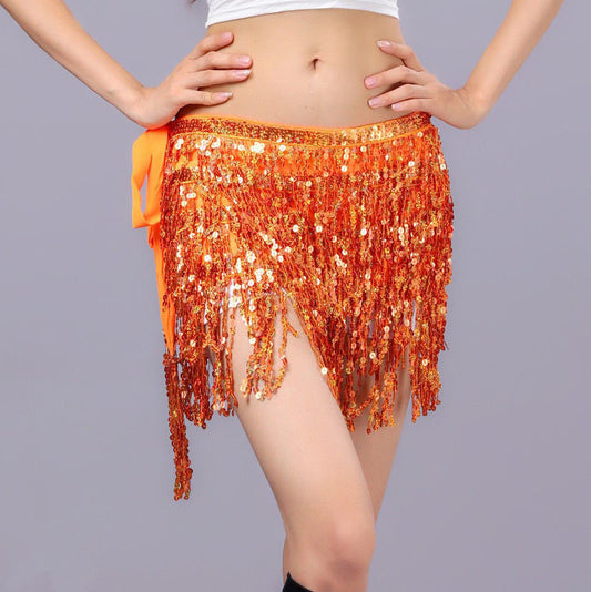 Orange Sequin Wrap Around Skirt