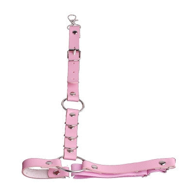 PU Baby Pink Leather Chunky O-Ring Waist Garter