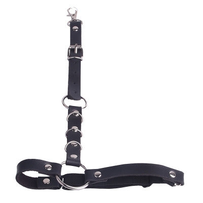 PU Black Leather Chunky O-Ring Waist Garter