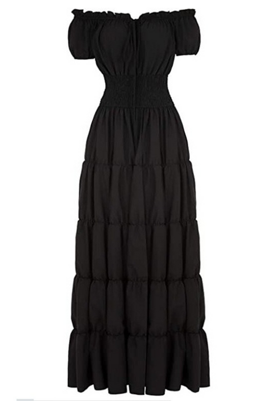 Black Puff Sleeve Maxi Dress