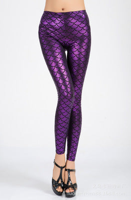 Purple Mermaid Scale Leggings