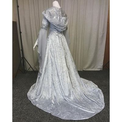 Silver Hooded Velvet Medieval Dress