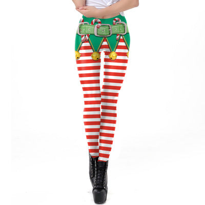 Red and White Striped Elf Leggings