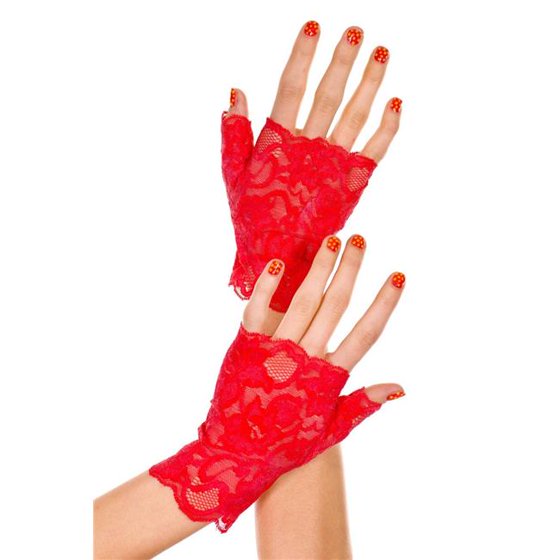 Red Fingerless Lace Gloves