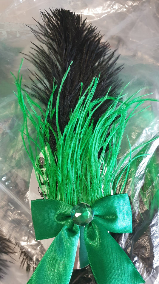 Green Feathered Hair Clip