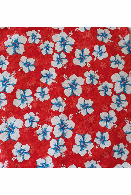 Red Hawaiian Flower Print Bandana