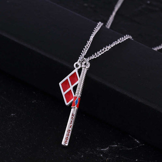 Harley Quinn Bat & Diamond Necklace