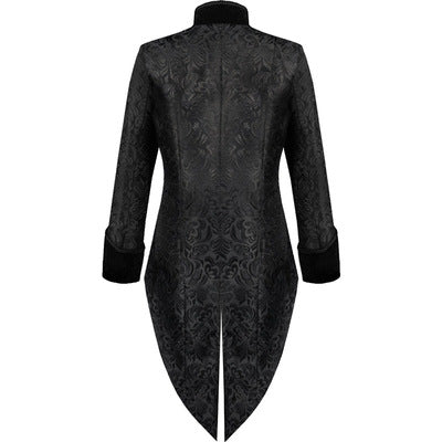 Men's Black Jacquard Regency Style Tail Coat