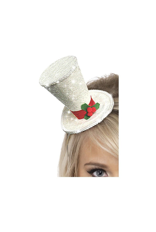 White Christmas Top Hat Headband