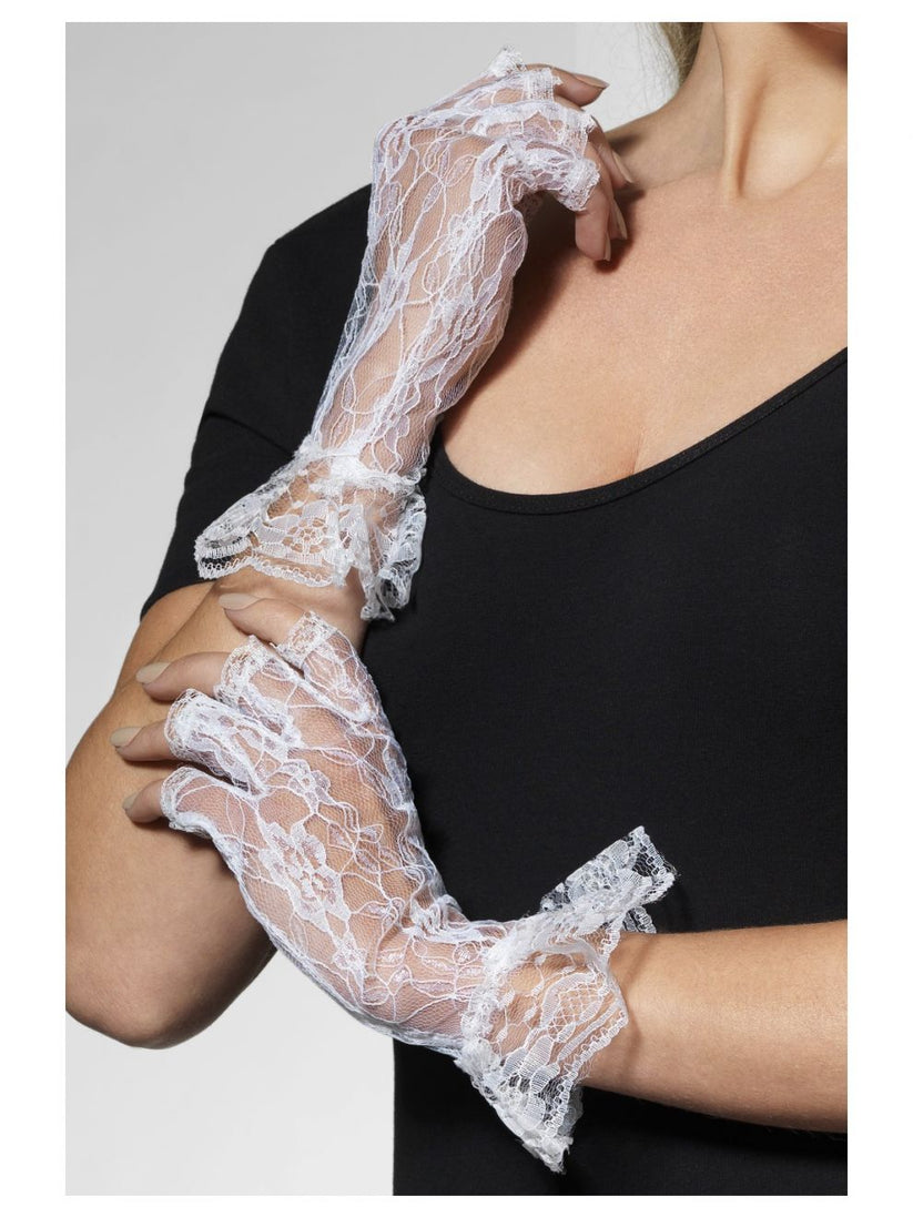 White Fingerless Lace Gloves Perth Hurly Burly HurlyBurly