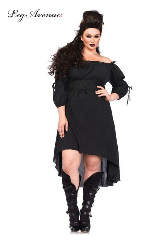 Plus Size Black Peasant Dress