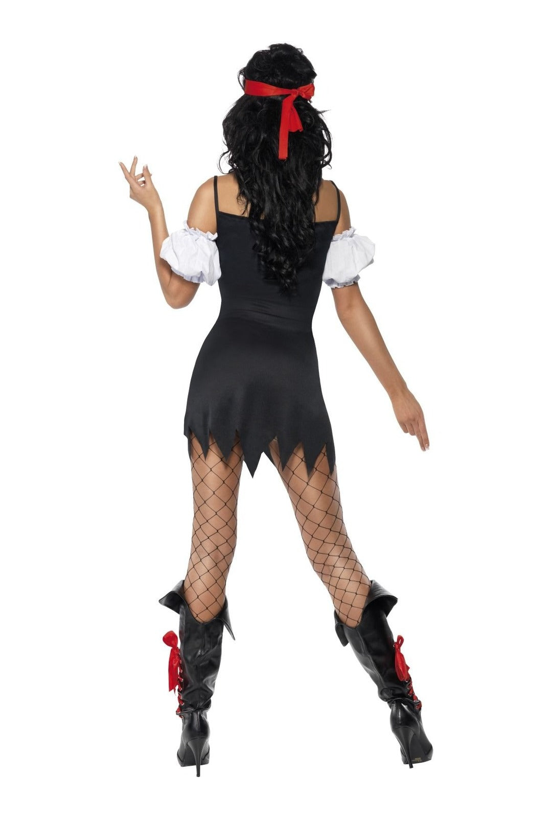 Piratenkostüm Für Frauen, Mit Kleid, Manschetten, Stirnband & Augenklappe, Größe S, Rot