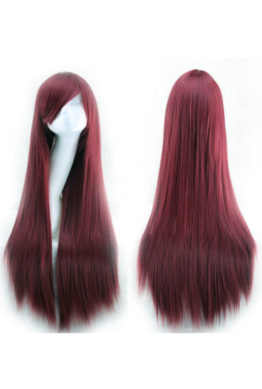 Burgundy Long Straight Cosplay Wig