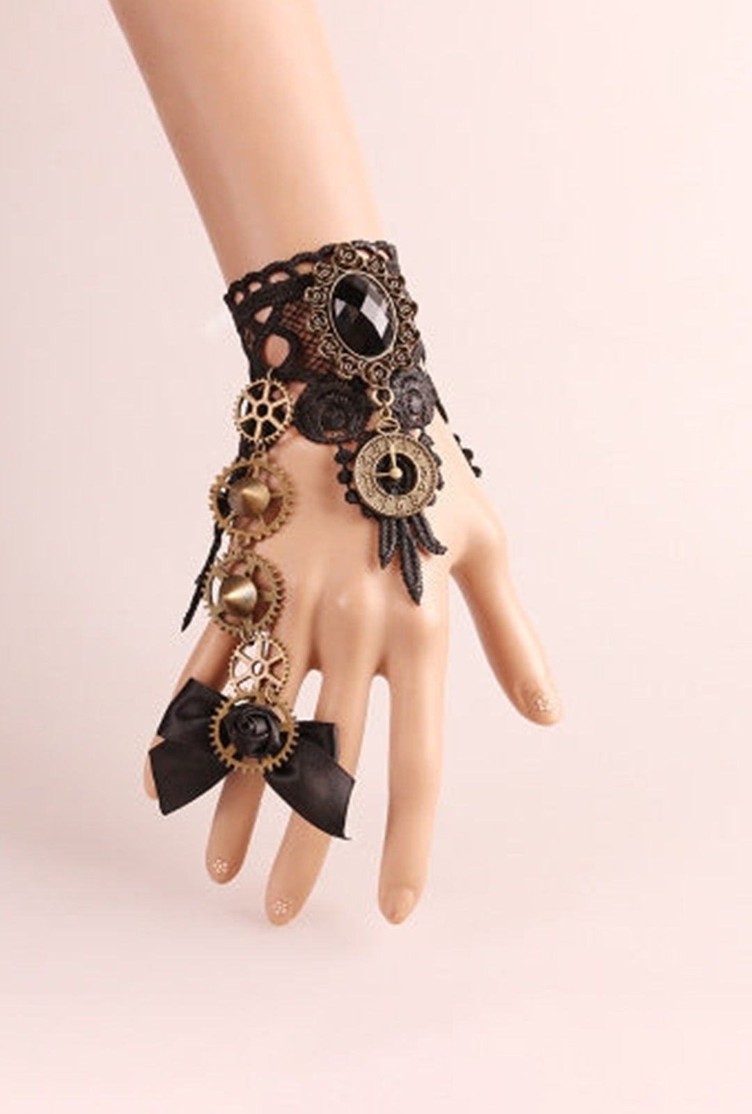 Steampunk Black Lace Wrist & Ring Decoration (C)