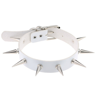 White PU Leather Spiked Choker