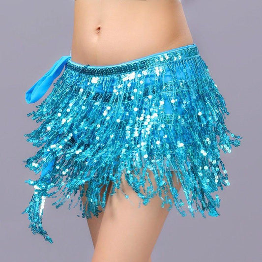 Aqua Blue Sequin Wrap Around Skirt
