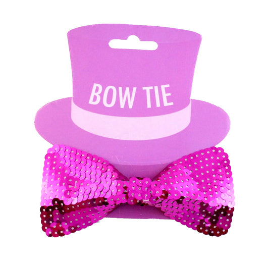 Hot Pink Sequin Bow Tie