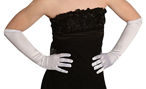 45cm White Satin Gloves