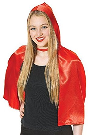 Cropped Red Satin Hooded Cape