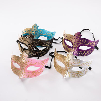 Gold and Blue Glitter Masquerade Mask